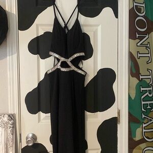 Rhinestone Trim Cutout Mermaid Gown prom dress